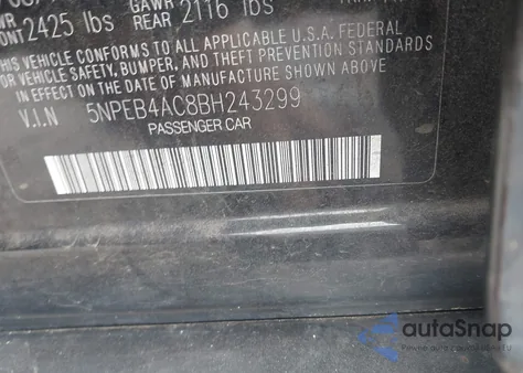 2011 Hyundai Sonata Gls z USA, uszkodzony, nr VIN 5NPEB4AC8BH243299